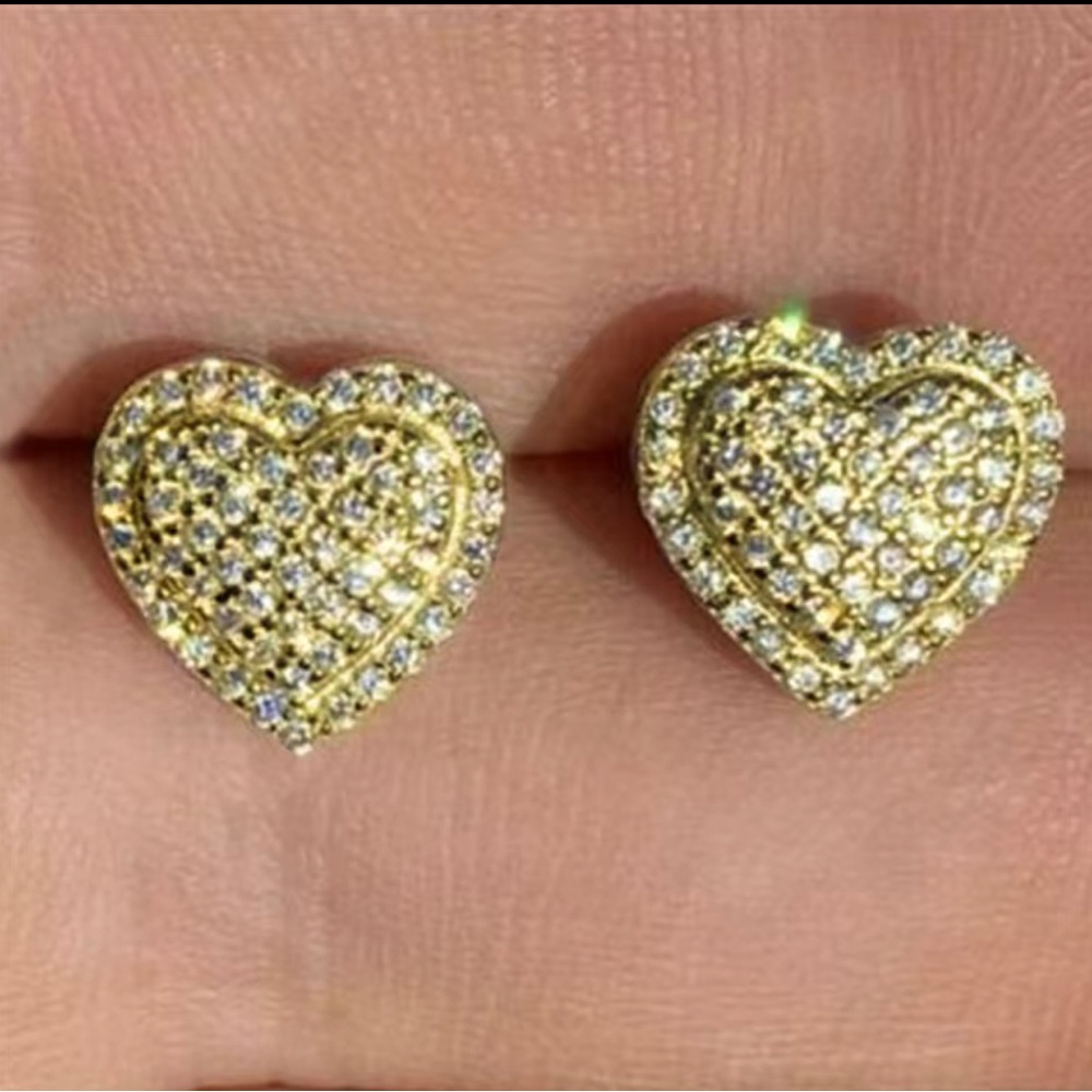 Pave Heart Earrings in Gold
